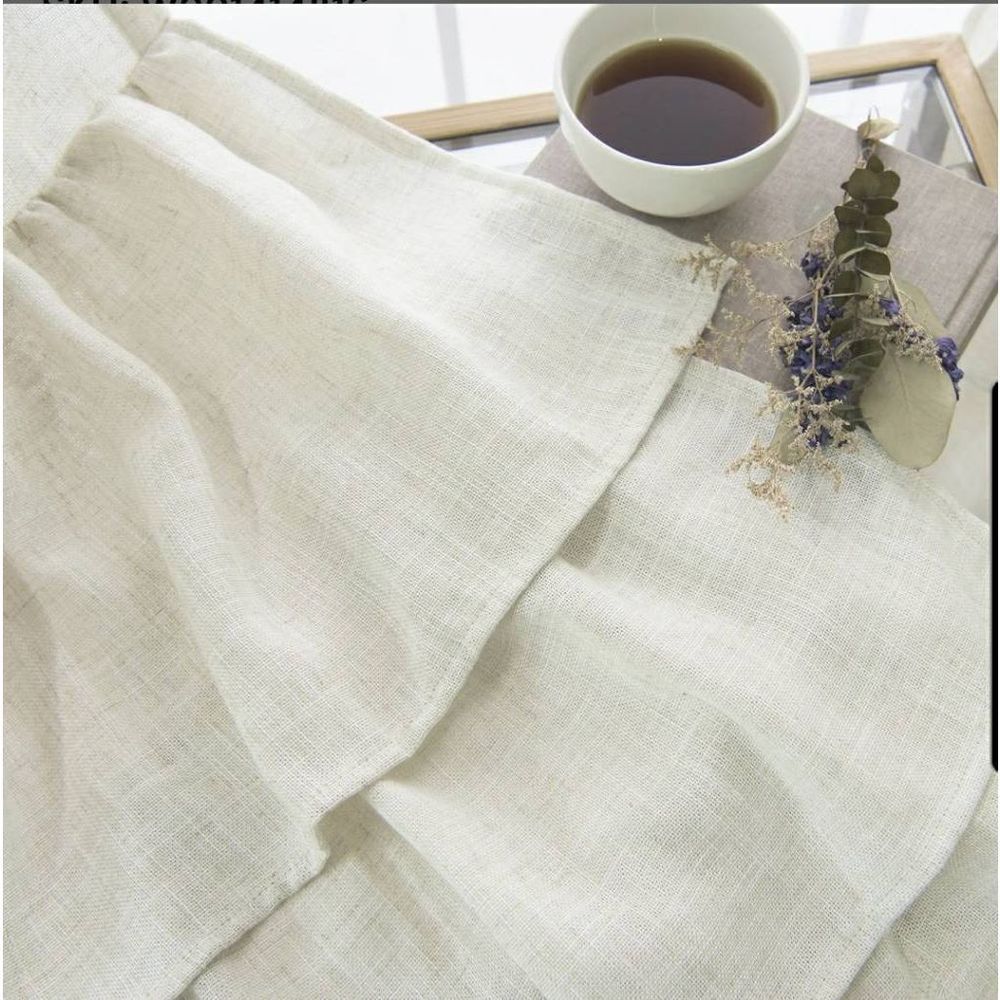 Opaque Collection Cream Ruffled Bottom Linen Blend Curtain Panel - 84" x 52" - Picture 2 of 7